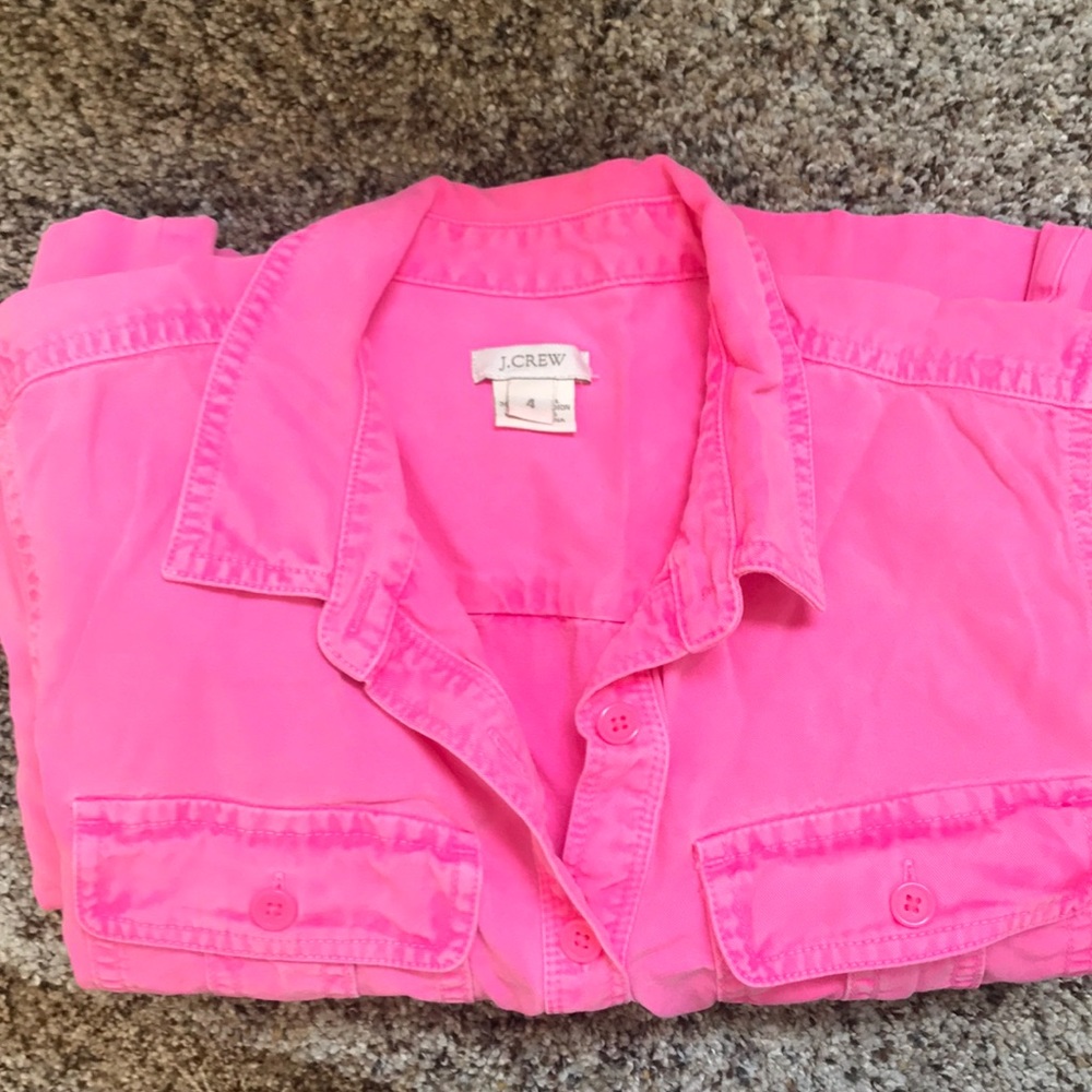 Hot pink J. Crew chambray dress